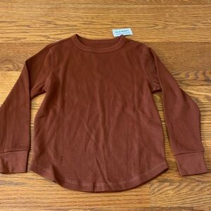 NWT Old Navy Kid’s Brown Waffle Long Sleeve Top Size 6/7